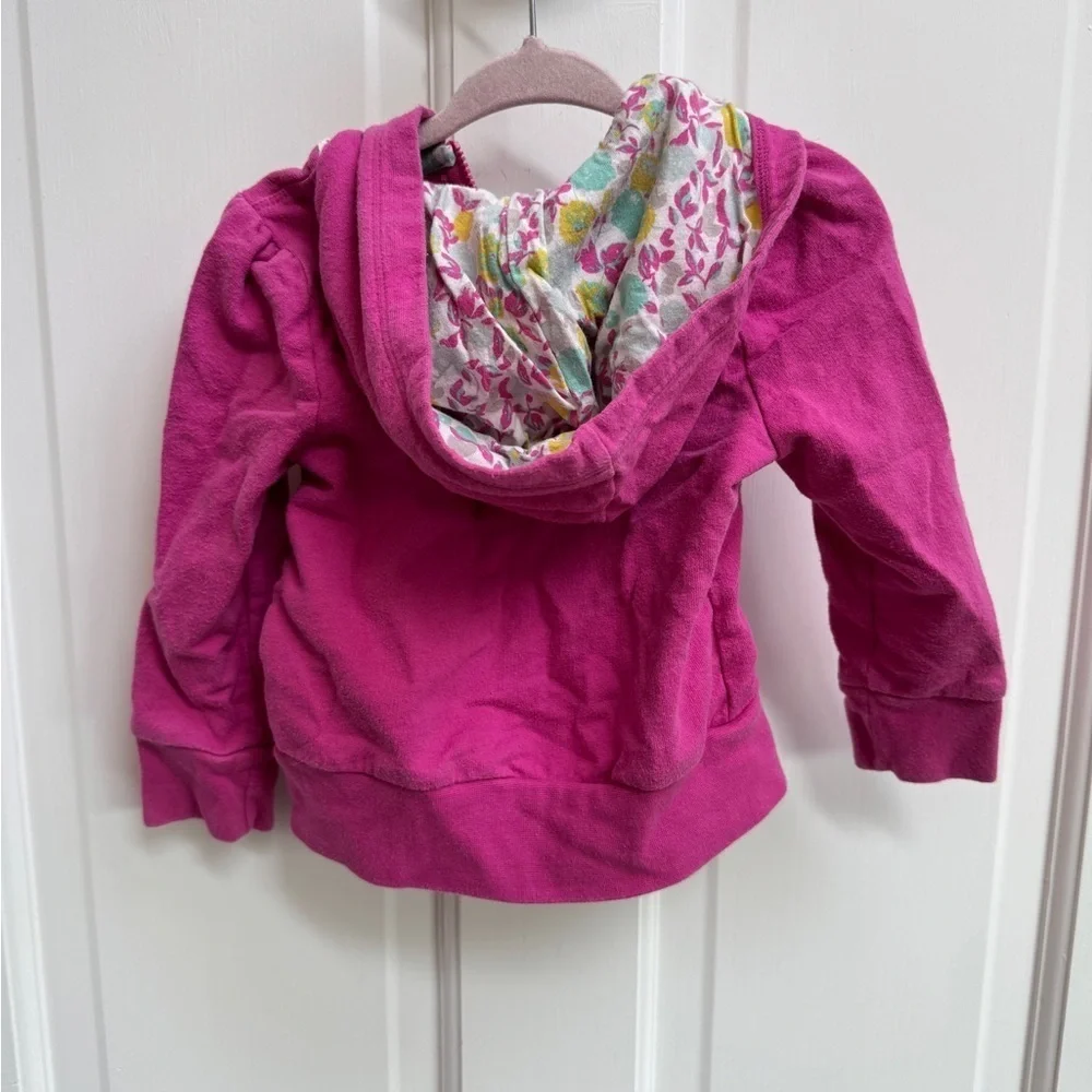 OshKosh B'gosh 2T Gitls Pink and White Lace Trim Zip Up Hoodie Jacket